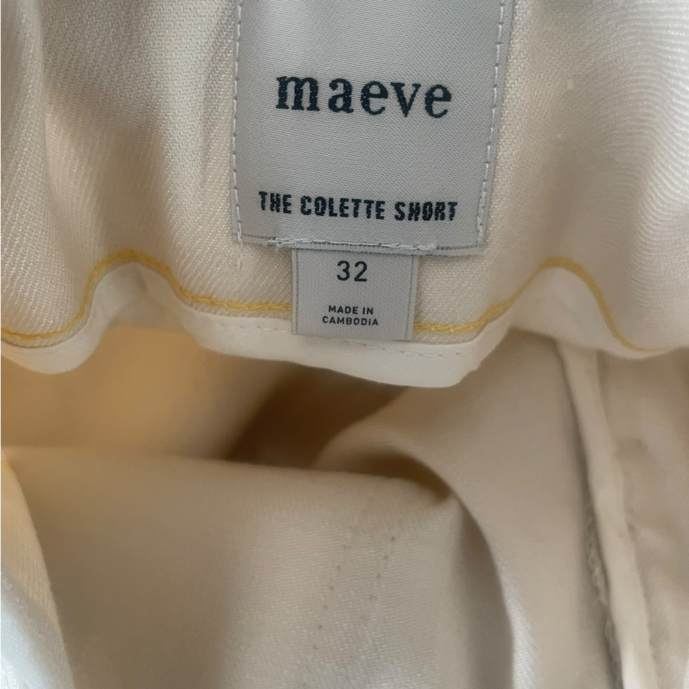 Anthropologie Maeve The Colette Shorts Sz 32 Linen Blend High Rise Chalk White - Picture 7 of 8